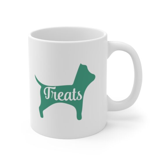 "Treats" - Funny Double Sided Print - White Ceramic Mug 11oz - Image 3