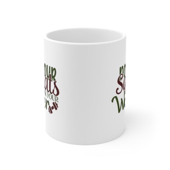 "Do Your Squats Drink Your Water" - Funny Double Sided Print - White Ceramic Mug 11oz - Image 2