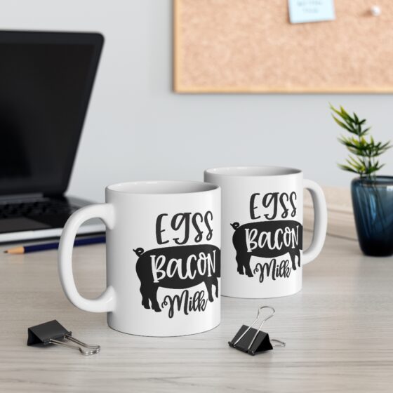 "Eggs Bacon Milk" - Funny Double Sided Print - White Ceramic Mug 11oz - Image 5