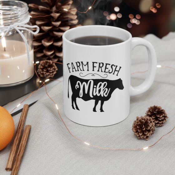 "Farm Fresh Milk" - Funny Double Sided Print - White Ceramic Mug 11oz - Image 4