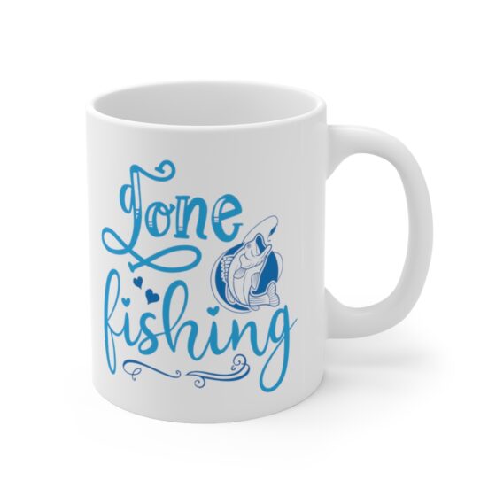 "Gone Fishing" - Funny Double Sided Print - White Ceramic Mug 11oz - Image 3