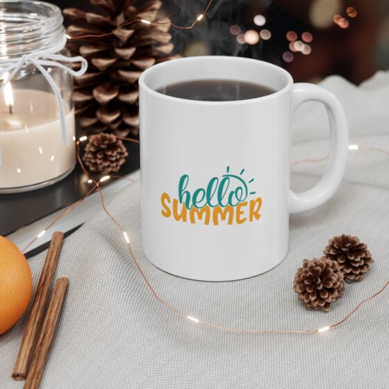 "Hello Summer" - Funny Double Sided Print - White Ceramic Mug 11oz - Image 4