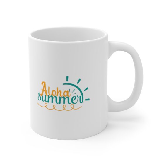 "Aloha Summer" - Funny Double Sided Print - White Ceramic Mug 11oz - Image 3