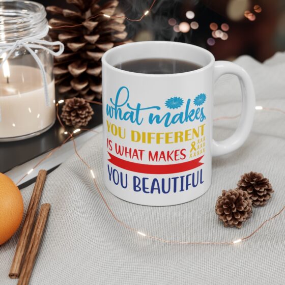 "What Makes You Different is What Makes You Beautiful" - Funny Double Sided Print - White Ceramic Mug 11oz - Image 4