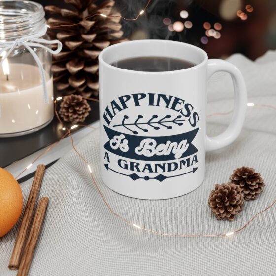 "Happiness is Being a Grandma" - Funny Double Sided Print - White Ceramic Mug 11oz - Image 4