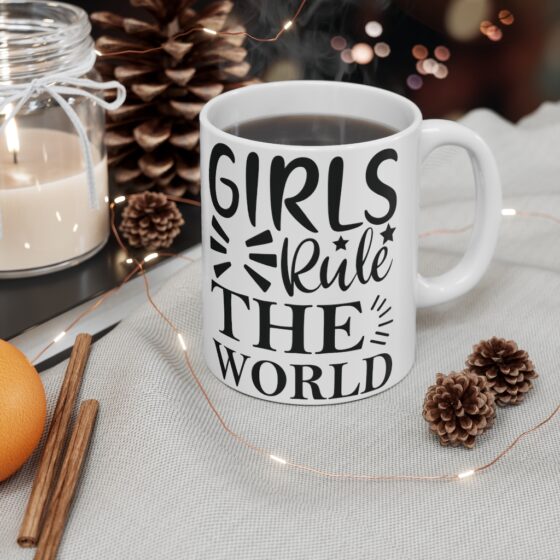 "Girls Rule the World" - Funny Double Sided Print - White Ceramic Mug 11oz - Image 4