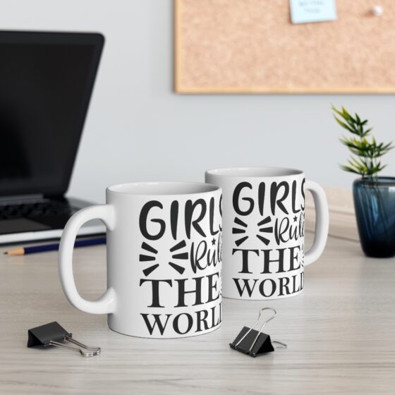 "Girls Rule the World" - Funny Double Sided Print - White Ceramic Mug 11oz - Image 5