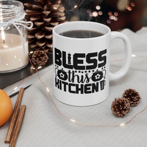 "Bless this Kitchen" - Funny Double Sided Print - White Ceramic Mug 11oz - Image 4