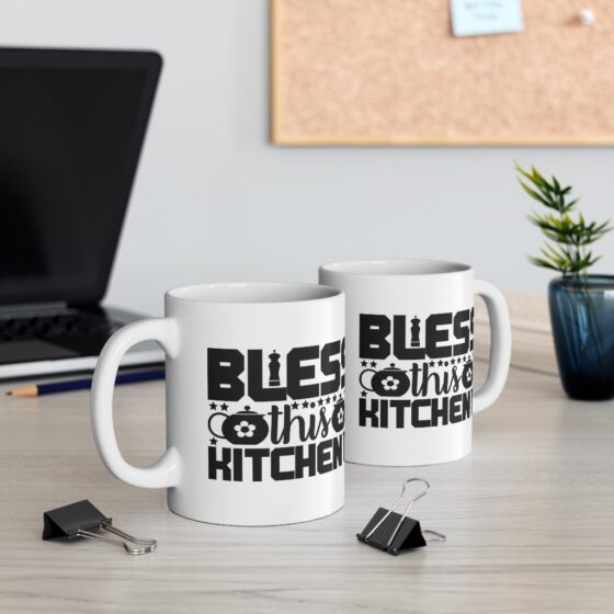 "Bless this Kitchen" - Funny Double Sided Print - White Ceramic Mug 11oz - Image 5