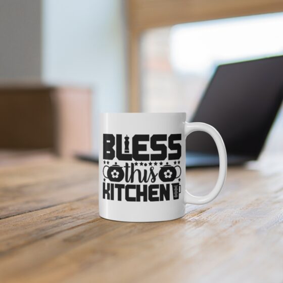 "Bless this Kitchen" - Funny Double Sided Print - White Ceramic Mug 11oz - Image 6