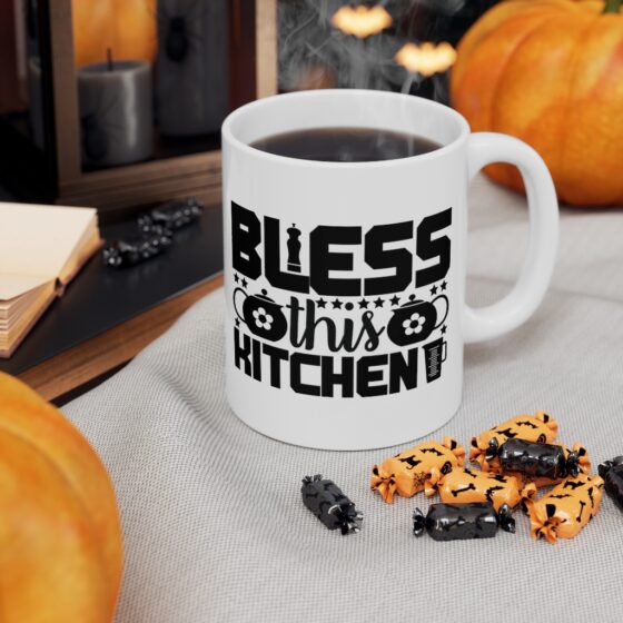 "Bless this Kitchen" - Funny Double Sided Print - White Ceramic Mug 11oz - Image 7