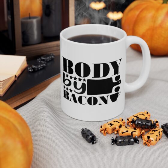 "Body by Bacon" - Funny Double Sided Print - White Ceramic Mug 11oz - Image 7