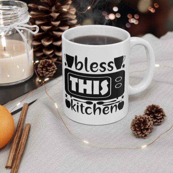 "Bless this Kitchen" - Funny Double Sided Print - White Ceramic Mug 11oz - Image 4