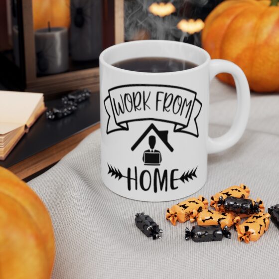 "Work from Home" - Funny Double Sided Print - White Ceramic Mug 11oz - Image 7