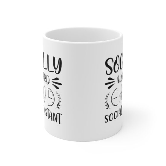"Socially Awkward and Socially Distant" - Funny Double Sided Print - White Ceramic Mug 11oz - Image 2