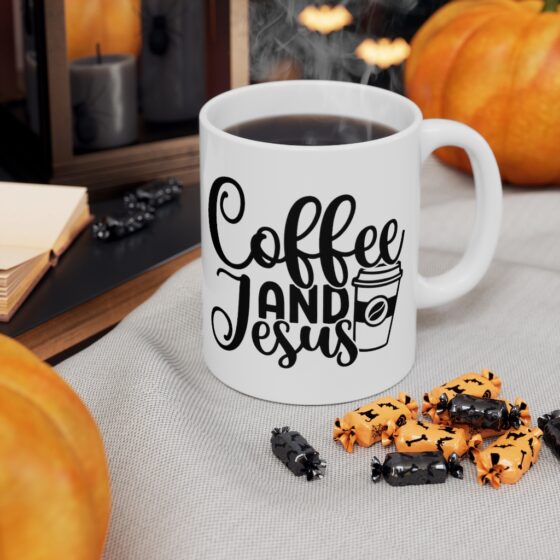 "Coffee and Jesus" - Funny Double Sided Print - White Ceramic Mug 11oz - Image 7