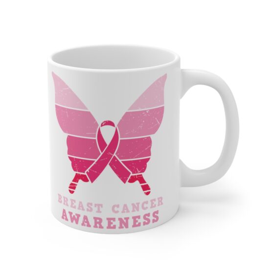 "Breast Cancer Awareness" - Funny Double Sided Print - White Ceramic Mug 11oz - Image 3