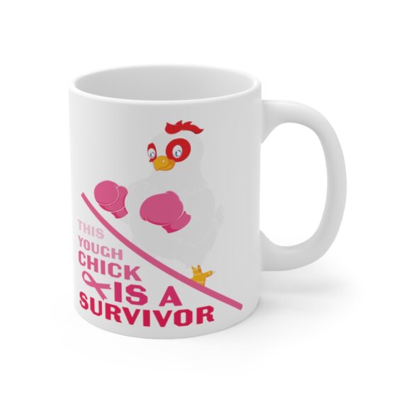 "This Tough Chick is a Survivor" - Funny Double Sided Print - White Ceramic Mug 11oz - Image 3