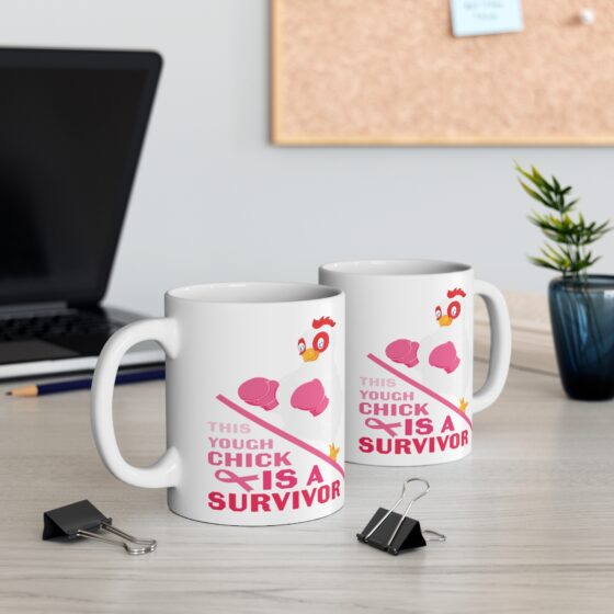 "This Tough Chick is a Survivor" - Funny Double Sided Print - White Ceramic Mug 11oz - Image 5