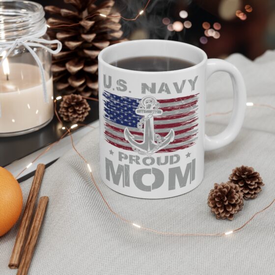 "U.S. Navy Proud Mom" - Funny Double Sided Print - White Ceramic Mug 11oz - Image 4