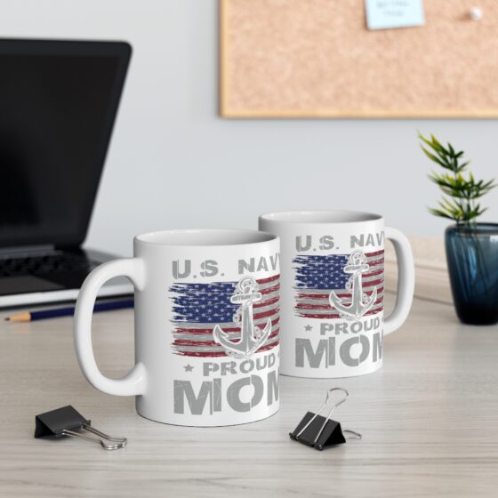 "U.S. Navy Proud Mom" - Funny Double Sided Print - White Ceramic Mug 11oz - Image 5