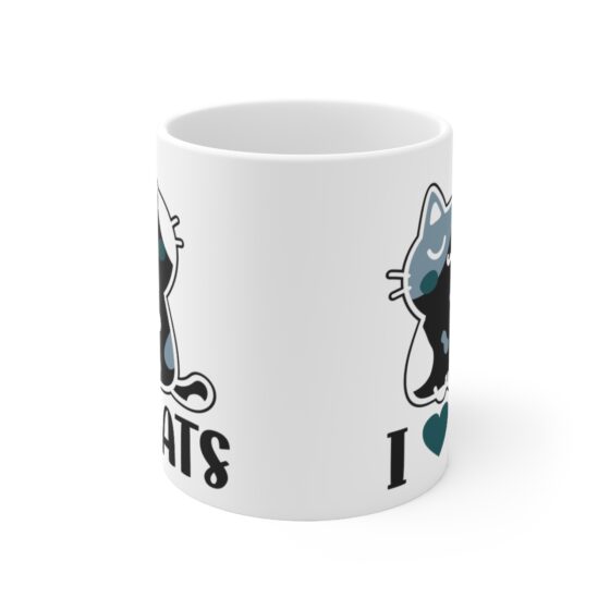 "I Love Cats" - Funny Double Sided Print - White Ceramic Mug 11oz - Image 2