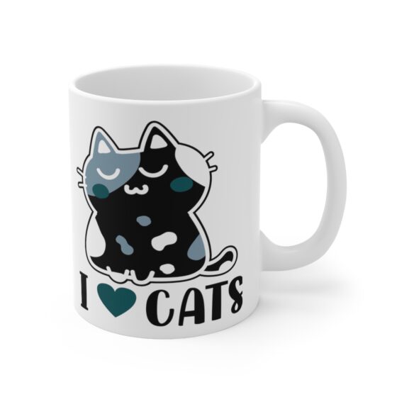 "I Love Cats" - Funny Double Sided Print - White Ceramic Mug 11oz - Image 3