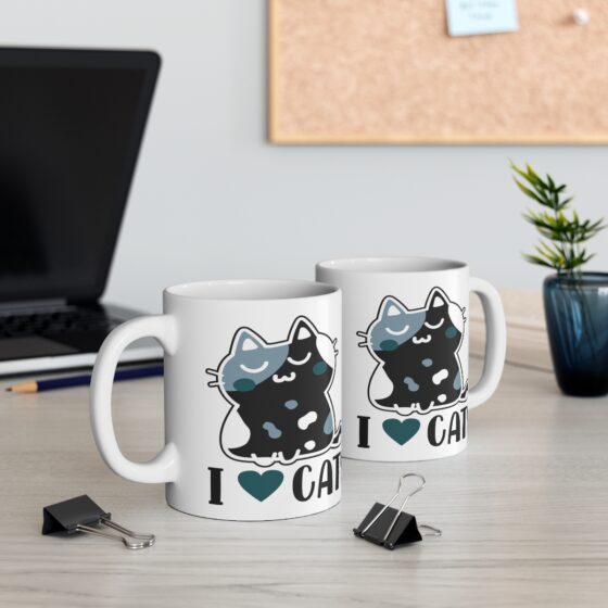 "I Love Cats" - Funny Double Sided Print - White Ceramic Mug 11oz - Image 5