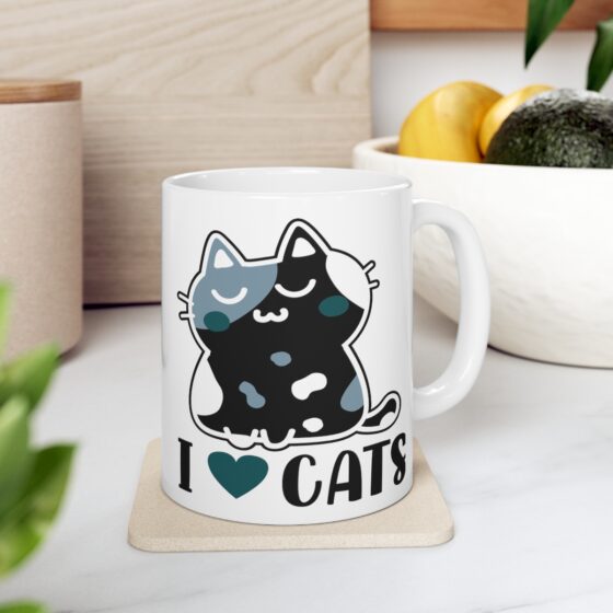 "I Love Cats" - Funny Double Sided Print - White Ceramic Mug 11oz - Image 7