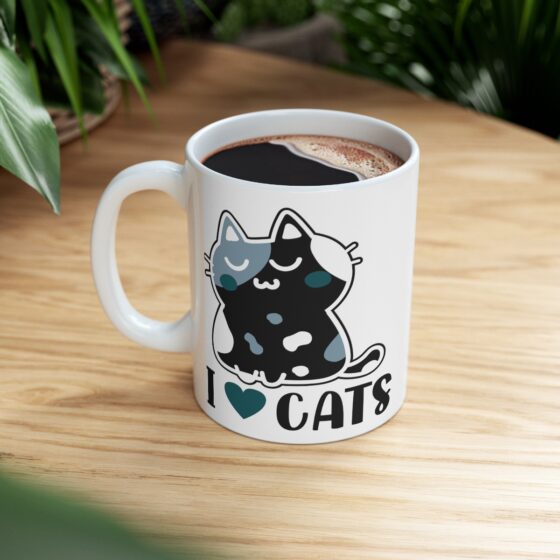 "I Love Cats" - Funny Double Sided Print - White Ceramic Mug 11oz - Image 8