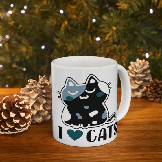 "I Love Cats" - Funny Double Sided Print - White Ceramic Mug 11oz - Image 9