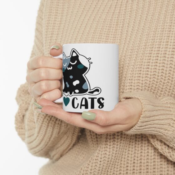 "I Love Cats" - Funny Double Sided Print - White Ceramic Mug 11oz - Image 10