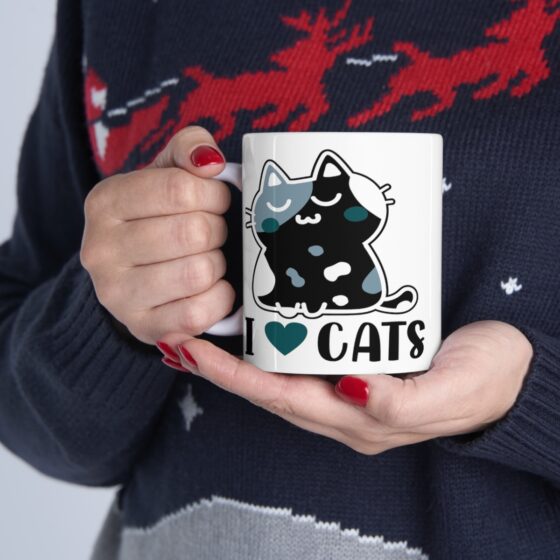 "I Love Cats" - Funny Double Sided Print - White Ceramic Mug 11oz - Image 11