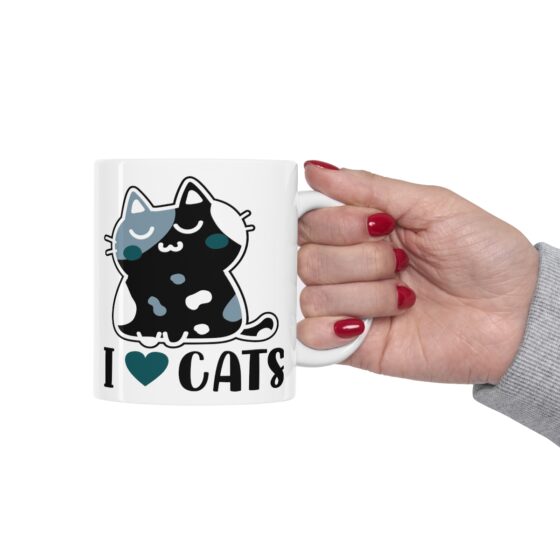 "I Love Cats" - Funny Double Sided Print - White Ceramic Mug 11oz - Image 12