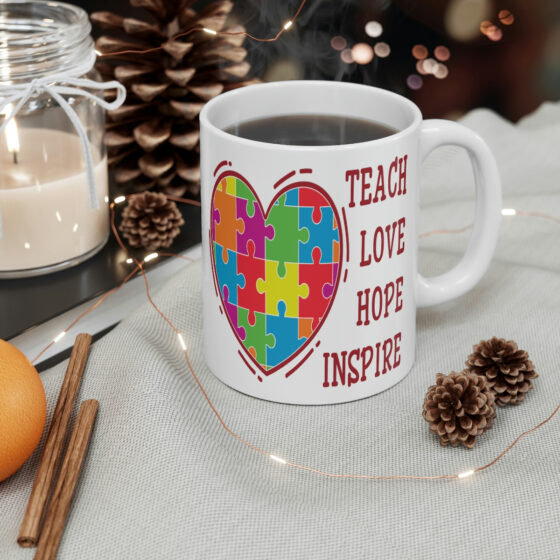 "Teach Love Hope Inspire" - Funny Double Sided Print - White Ceramic Mug 11oz - Image 4