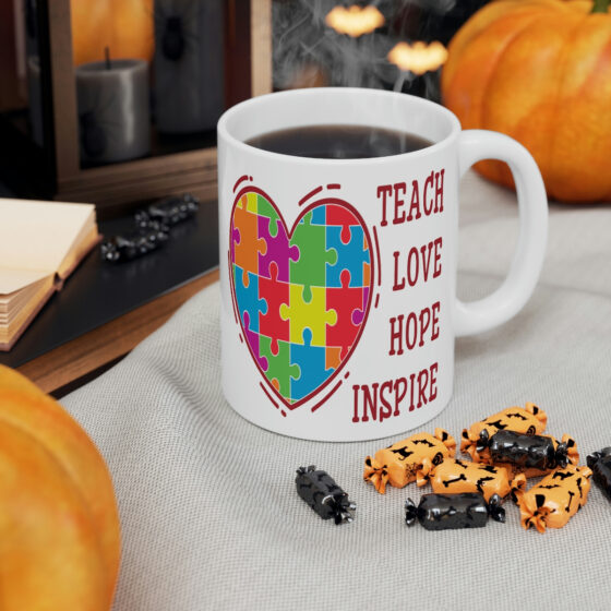 "Teach Love Hope Inspire" - Funny Double Sided Print - White Ceramic Mug 11oz - Image 6