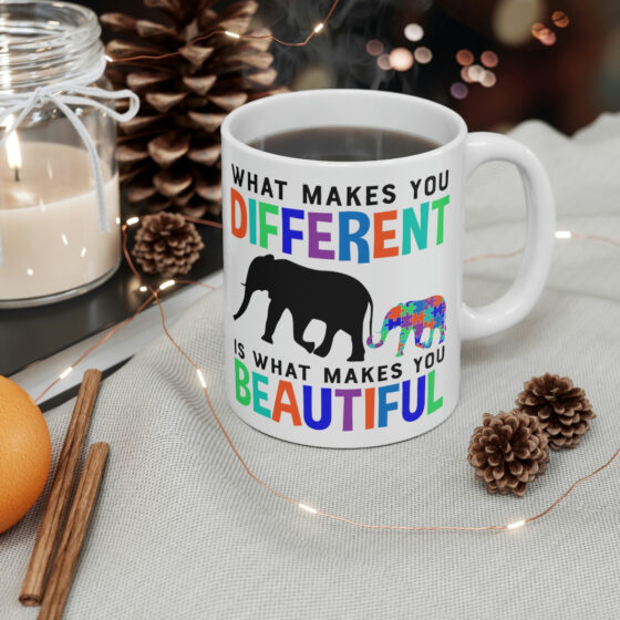 "What Makes You Different is What Makes You Beautiful" - Funny Double Sided Print - White Ceramic Mug 11oz - Image 4