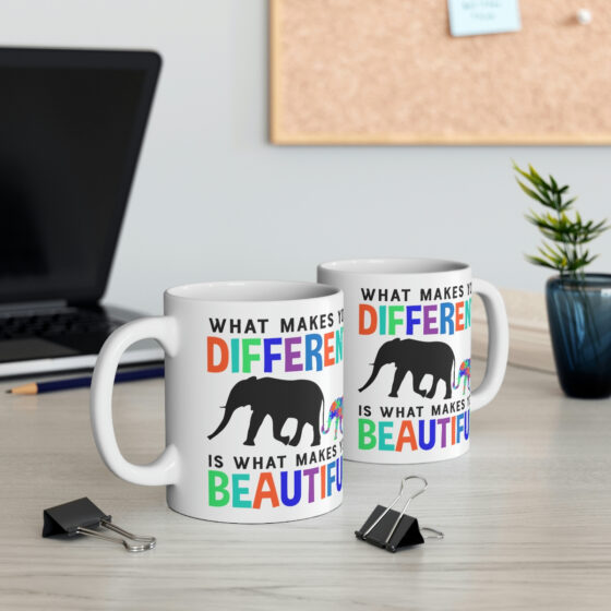 "What Makes You Different is What Makes You Beautiful" - Funny Double Sided Print - White Ceramic Mug 11oz - Image 5