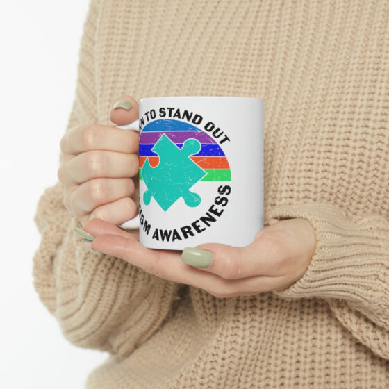 "Born to Stand Out Autism Awareness" - Funny Double Sided Print - White Ceramic Mug 11oz - Image 10