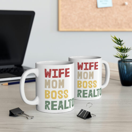 "Wife Mom Boss Realtor" - Funny Double Sided Print - White Ceramic Mug 11oz - Image 5