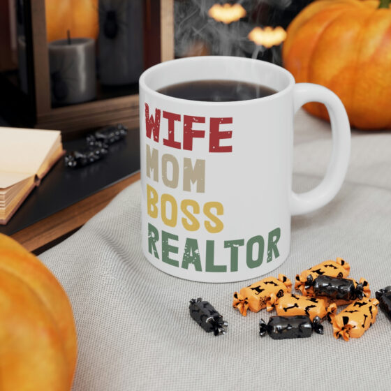 "Wife Mom Boss Realtor" - Funny Double Sided Print - White Ceramic Mug 11oz - Image 6