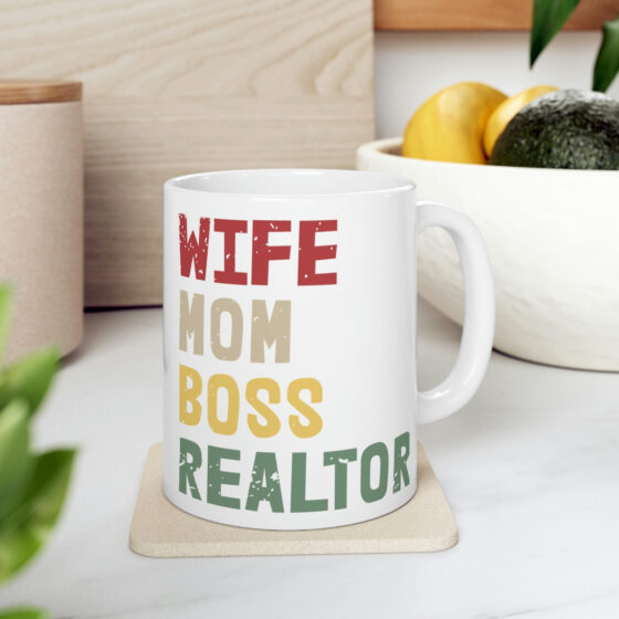 "Wife Mom Boss Realtor" - Funny Double Sided Print - White Ceramic Mug 11oz - Image 7