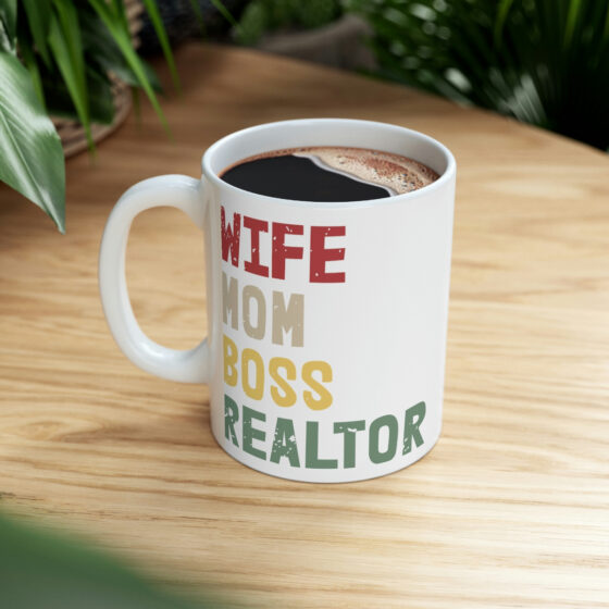 "Wife Mom Boss Realtor" - Funny Double Sided Print - White Ceramic Mug 11oz - Image 8