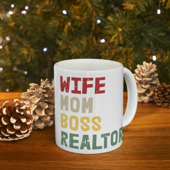 "Wife Mom Boss Realtor" - Funny Double Sided Print - White Ceramic Mug 11oz - Image 9