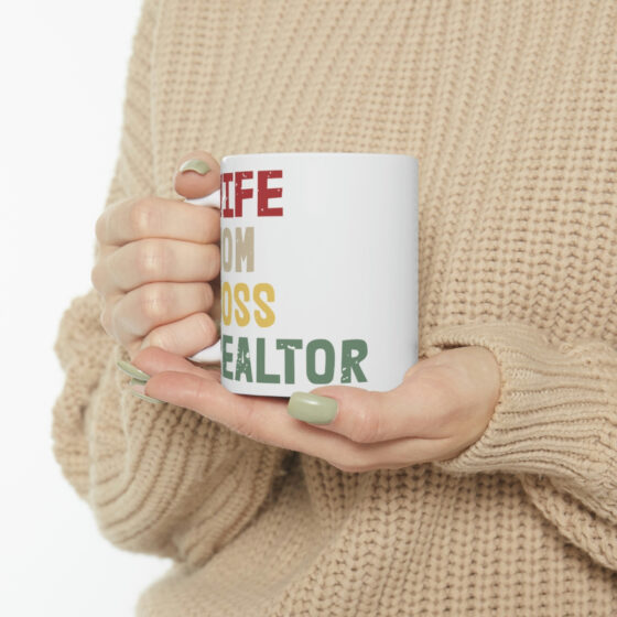 "Wife Mom Boss Realtor" - Funny Double Sided Print - White Ceramic Mug 11oz - Image 10