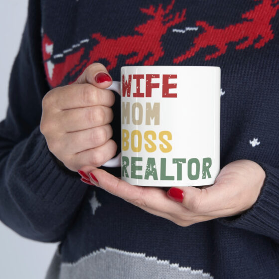 "Wife Mom Boss Realtor" - Funny Double Sided Print - White Ceramic Mug 11oz - Image 11