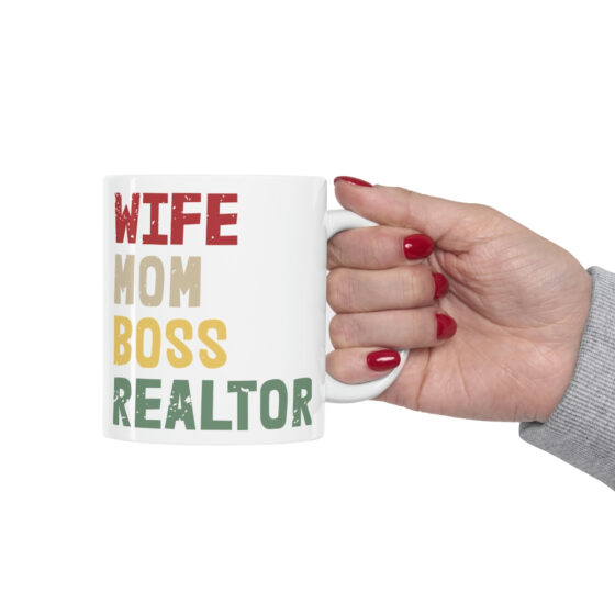 "Wife Mom Boss Realtor" - Funny Double Sided Print - White Ceramic Mug 11oz - Image 12