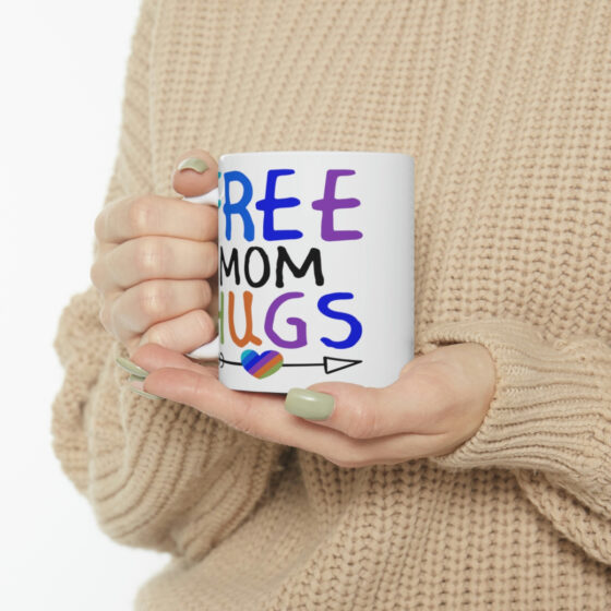 "Free Mom Hugs" - Funny Double Sided Print - White Ceramic Mug 11oz - Image 10