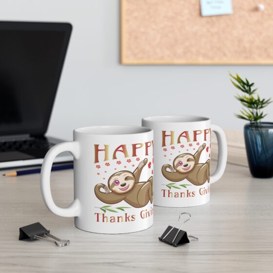 "Happy Thanks Giving" - Funny Double Sided Print - White Ceramic Mug 11oz - Image 5