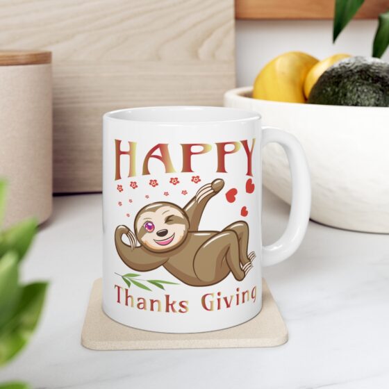 "Happy Thanks Giving" - Funny Double Sided Print - White Ceramic Mug 11oz - Image 7